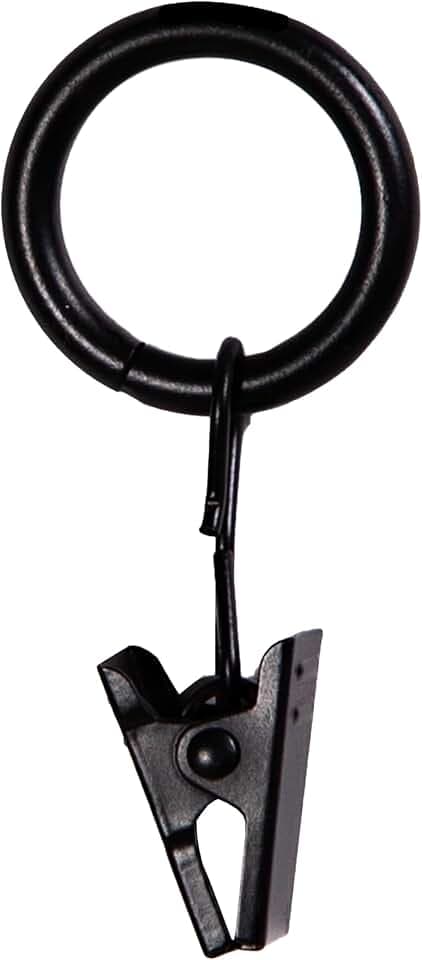 Kenney Petit Window Curtain Clip Rings, 14-Pack, Black