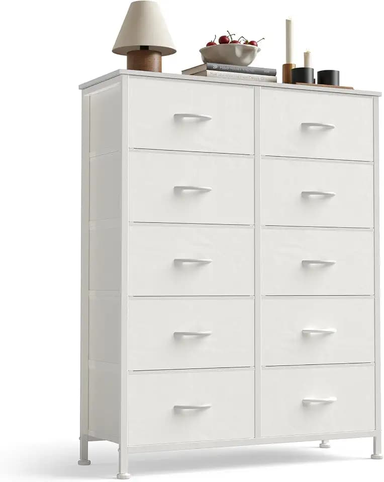 Sweetcrispy 10 Drawer Tall Dresser for Bedroom & Living Room, White