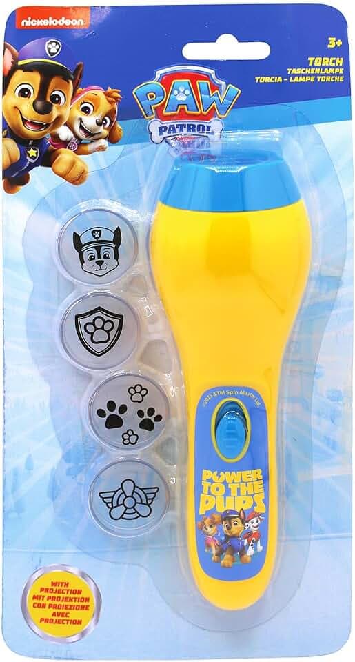 Joytoy 24054 Paw Patrol Projektionstaschenlampe mit 4 verschiedenen Projektionsmotiven - auf Blisterkarte 13x5,5x25 cm, Gelb