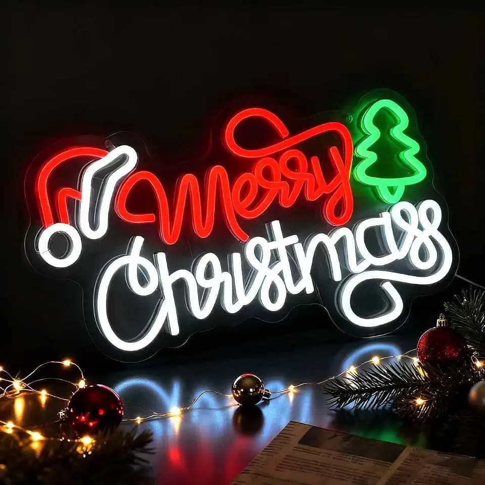 Merry Christmas Neon Sign Xmas Light Signs Dimmable Christmas Neon Light for Home Living Room Bedroom Wall Decor Xmas Decoration for Club Party