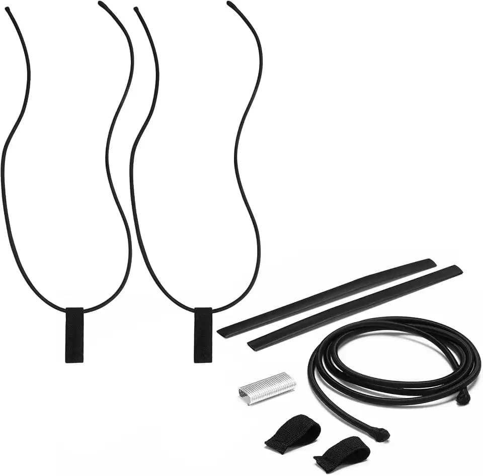 Arrowbash 2 Pcs Replacement Wakeboard Tower Rack Bungee Cords with Pull Tab Black Elastic Bungee Shock Rope Wakeboard Tower Rack Parts Fits Wakesurf, Surfboard, Ski, Kneeboard