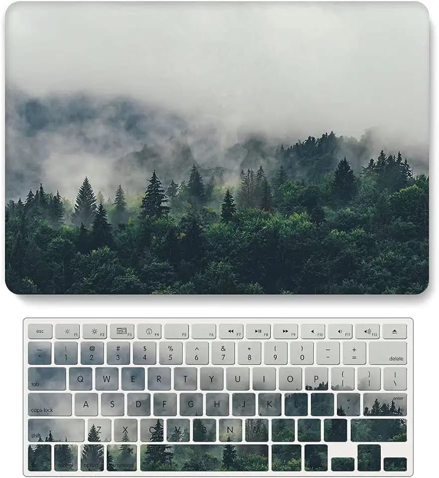 Bandless Case Compatible with MacBook Air 13 Retina 2020 2019 2018 Model A2337 M1 A2179 A1932, Plastic Protective Shell + Keyboard Cover for inch Touch ID - Forest A2337/A2179/A1932 (Air 2018-2020)