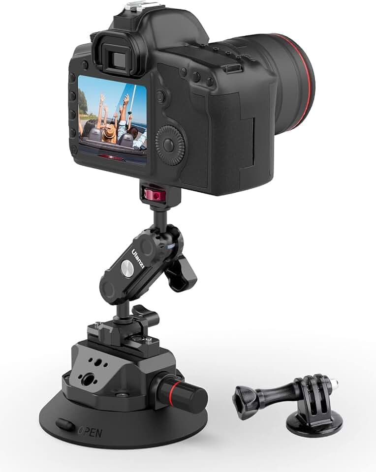 Ulanzi SC-02 Heavy-Duty Suction Cup Mount for Camera/Accessory (4.5"), Pump-actived Vacuum Camera Suction Cup Mount for Action Cameras w Quick Release NATO Magic Arm Car Boat Windshield Window Mount