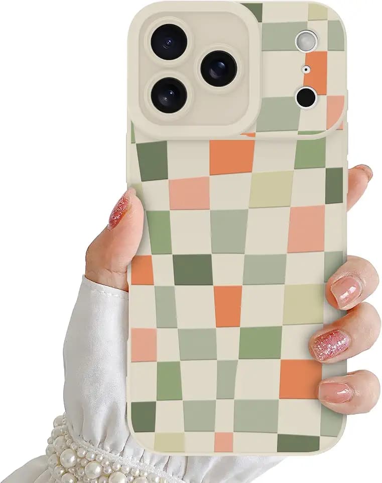 SOKAD Silicone Case for iPhone 17 Pro Cute, Colorful Checkered