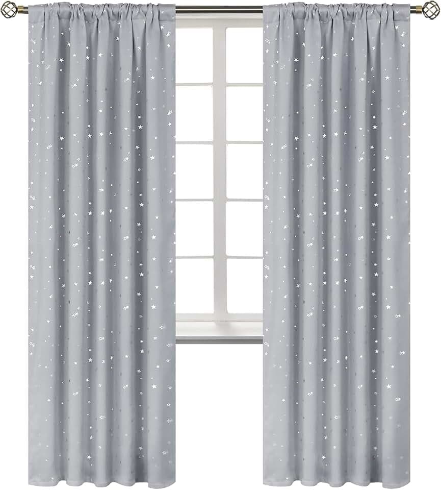 BGment Light Grey Kids Blackout Curtains for Bedroom 84 Inch Long 2 Panels