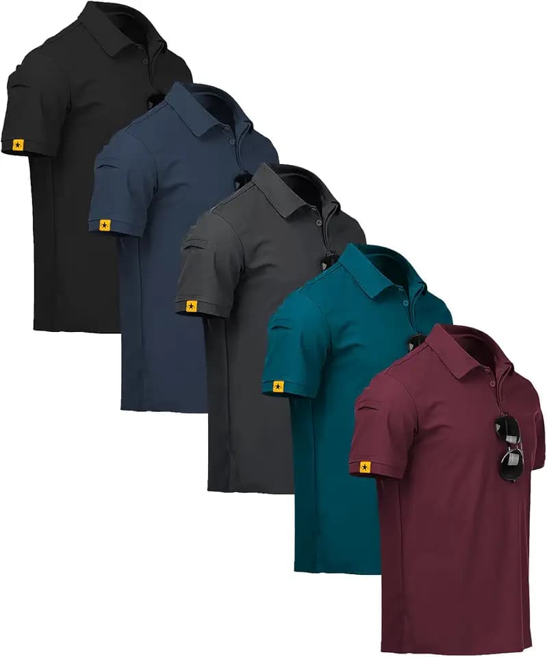 ZITY 5er Pack Poloshirts Herren Kurzarm Schnelltrocknend Atmungsaktives T-Shirt Männer Sommer Polohemd Sport Shirt Regular Fit Golf Polo Shirts für Herren