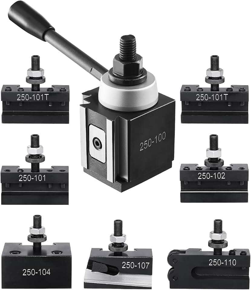 VEVOR Quick Change Tool Post Set, 8 Pcs, Includes Lathe Tool Holders, Wedge Type Tool Post with Turning Tool Holder Accessories, Fit for Mini Lathe & Metal Lathe 6"-12" Swing, Durable Steel Material
