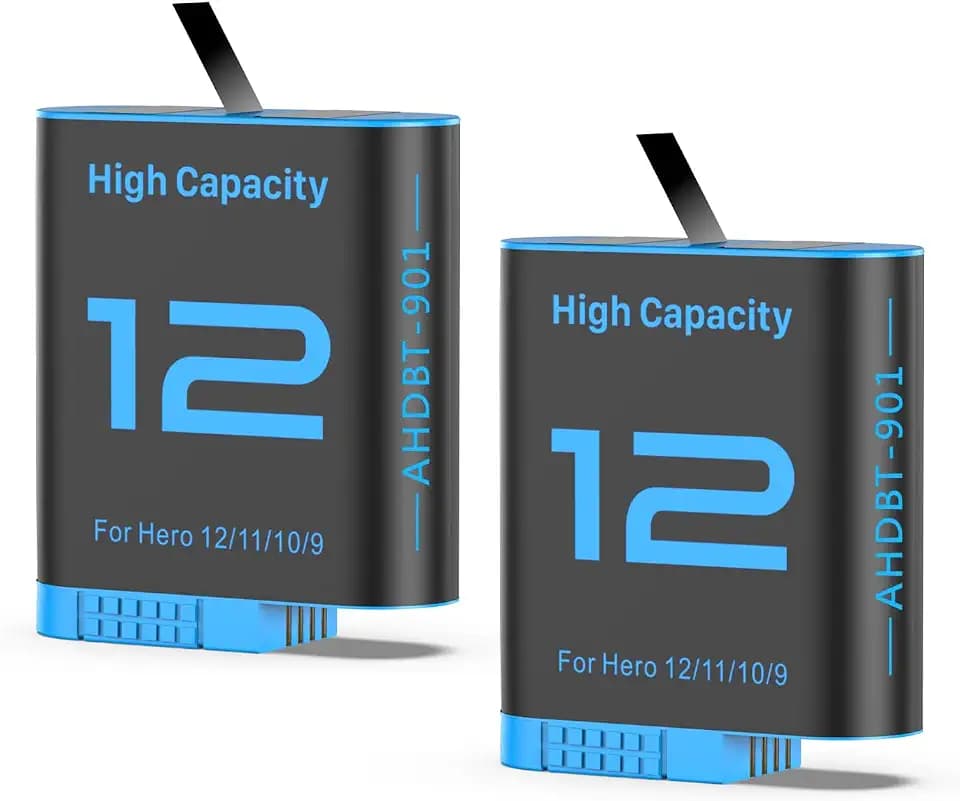 2 Pack 2580mAh Replacement Batteries for Gopro Hero 12/11/10/9