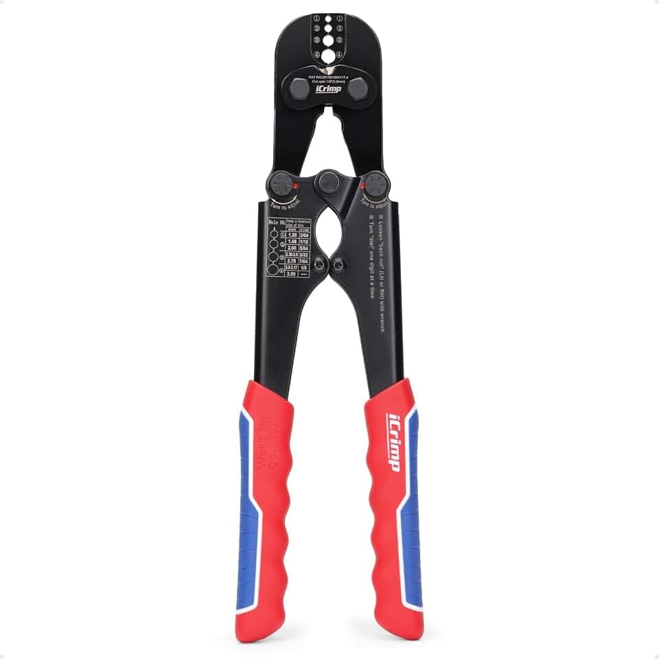 iCrimp IWS-1608M-C Drahtseil-Crimpzange mit Cutter 1,2–3,5 mm