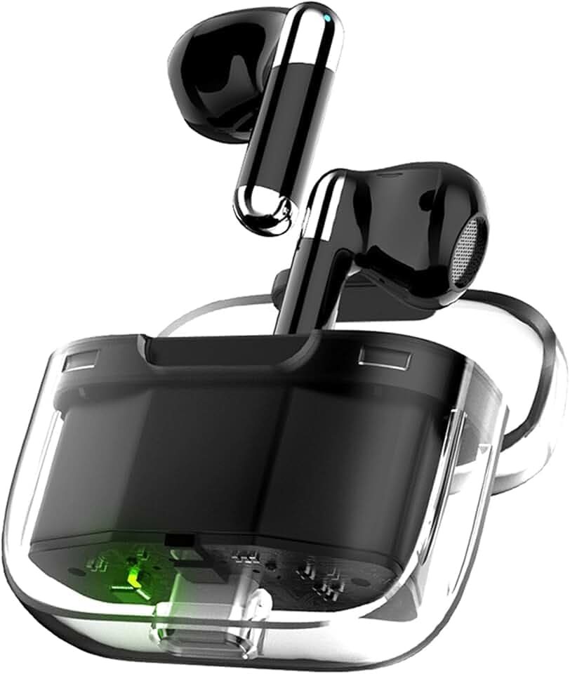 Yunir Sprachübersetzer-Ohrhörer, Bluetooth 5.3, Kabelloser Übersetzer-Kopfhörer mit Geräuschunterdrückung und Transparentem Gehäuse, Unterstützt 144 Sprachen für Reisen (Black)
