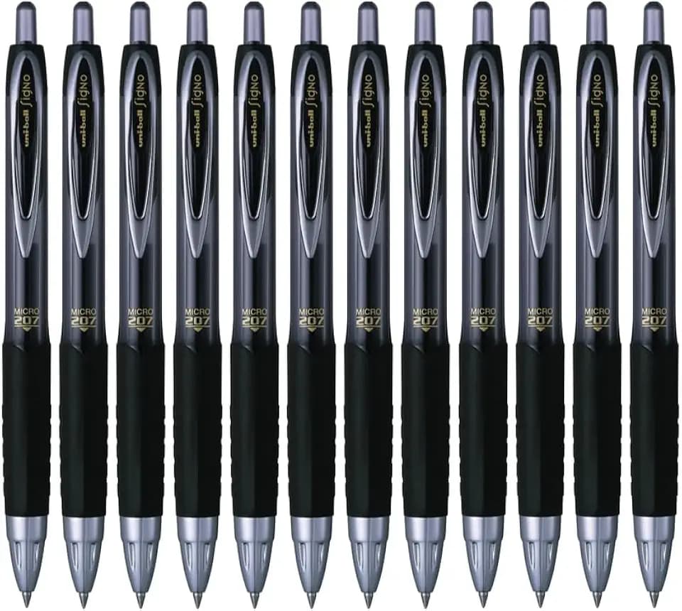 Uni-Ball Rollerball Signo UMN-207 Mikro-Gel-Tinte, schwarz, 0,5 mm, Box, 12 Stück