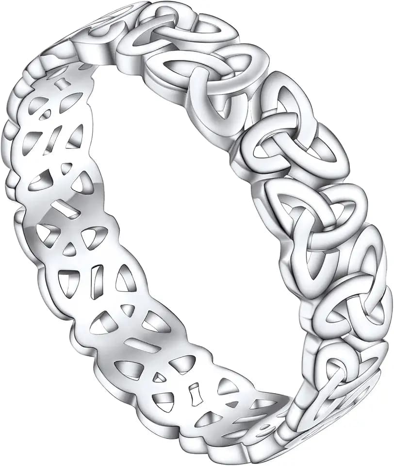 FOCALOOK Ring Silber 925 Damen Keltischer Ring Silber Herren Ringe 925 Unendlichkeit/Kette/Olivenblatt/Stern Ring Silber Eheringe Verlobungsring Silber Schmuck Damen Ringgröße 47mm bis 67mm