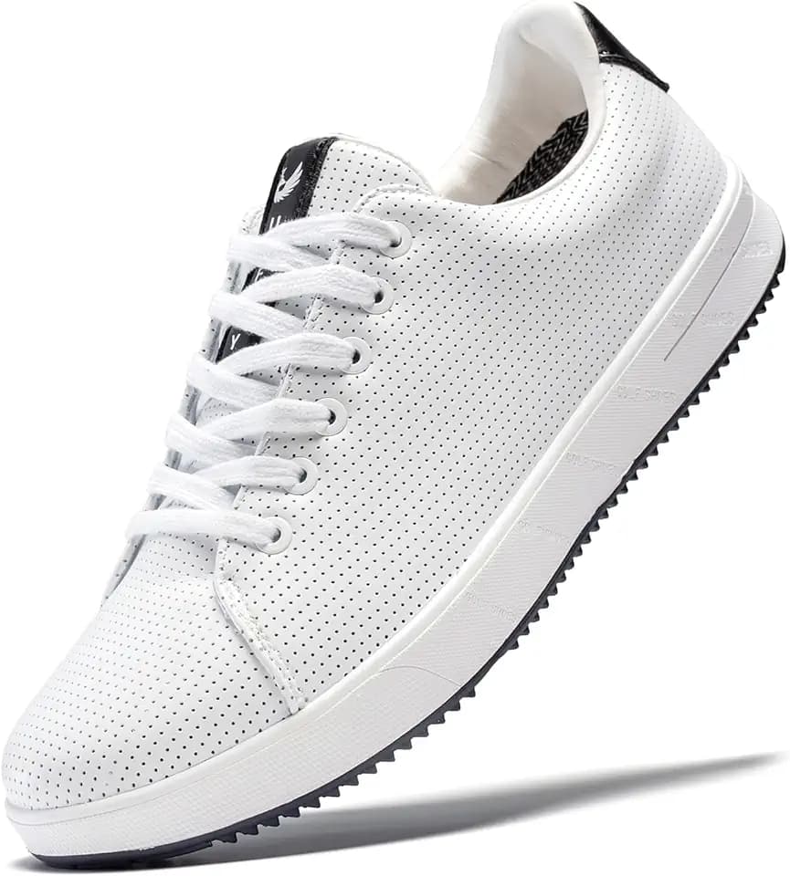 Men's Golf Shoes Professional Spikeless Leather Sneakers Non Slip Low Top Lightweight Comfort Travel Walking Shoes
