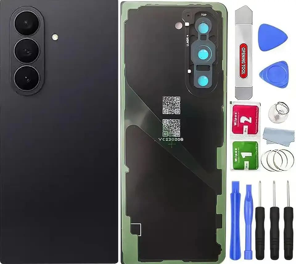 Z Fold 7 Back Glass Cover Housing Door Replacement for Samsung Galaxy Z Fold 7 All Versions with Camera Lens Cover,Tape Parts + Tool (JetBlack)