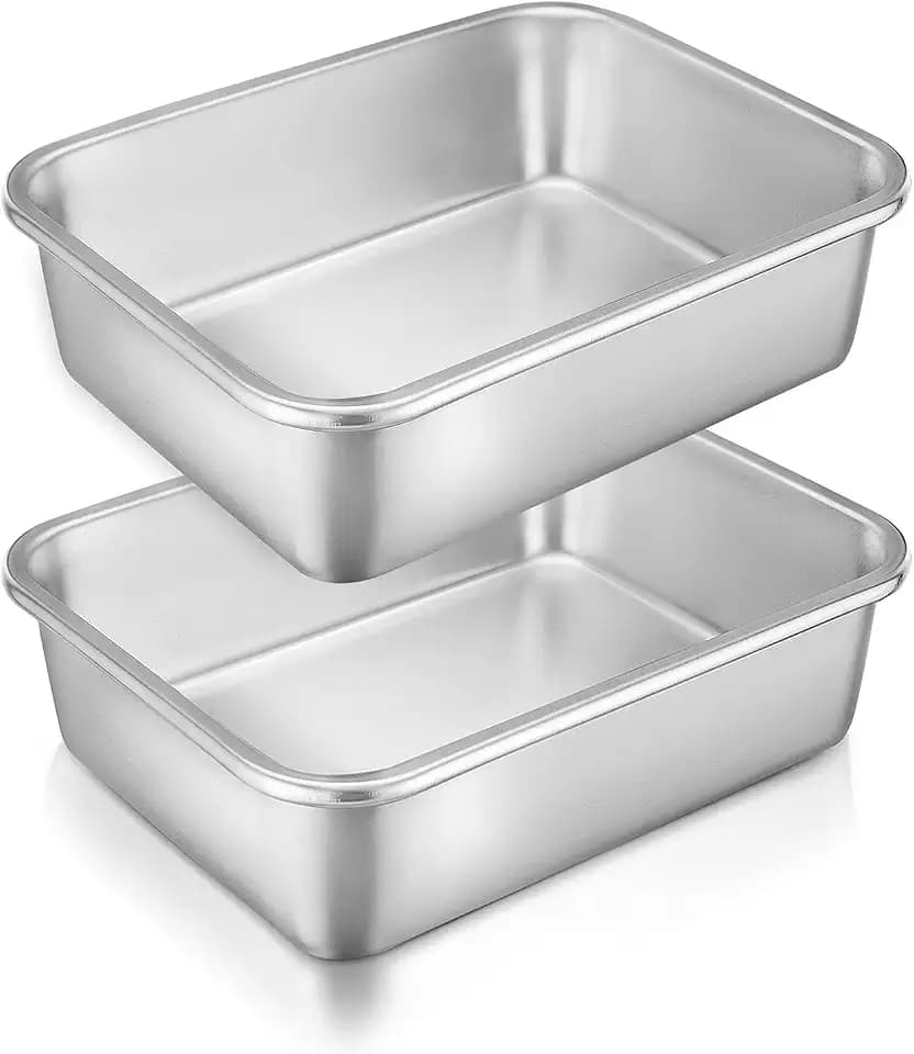 Homikit Edelstahl Auflaufform 2er Set, Klein Kuchenform 27x21x8cm, Ofenfest