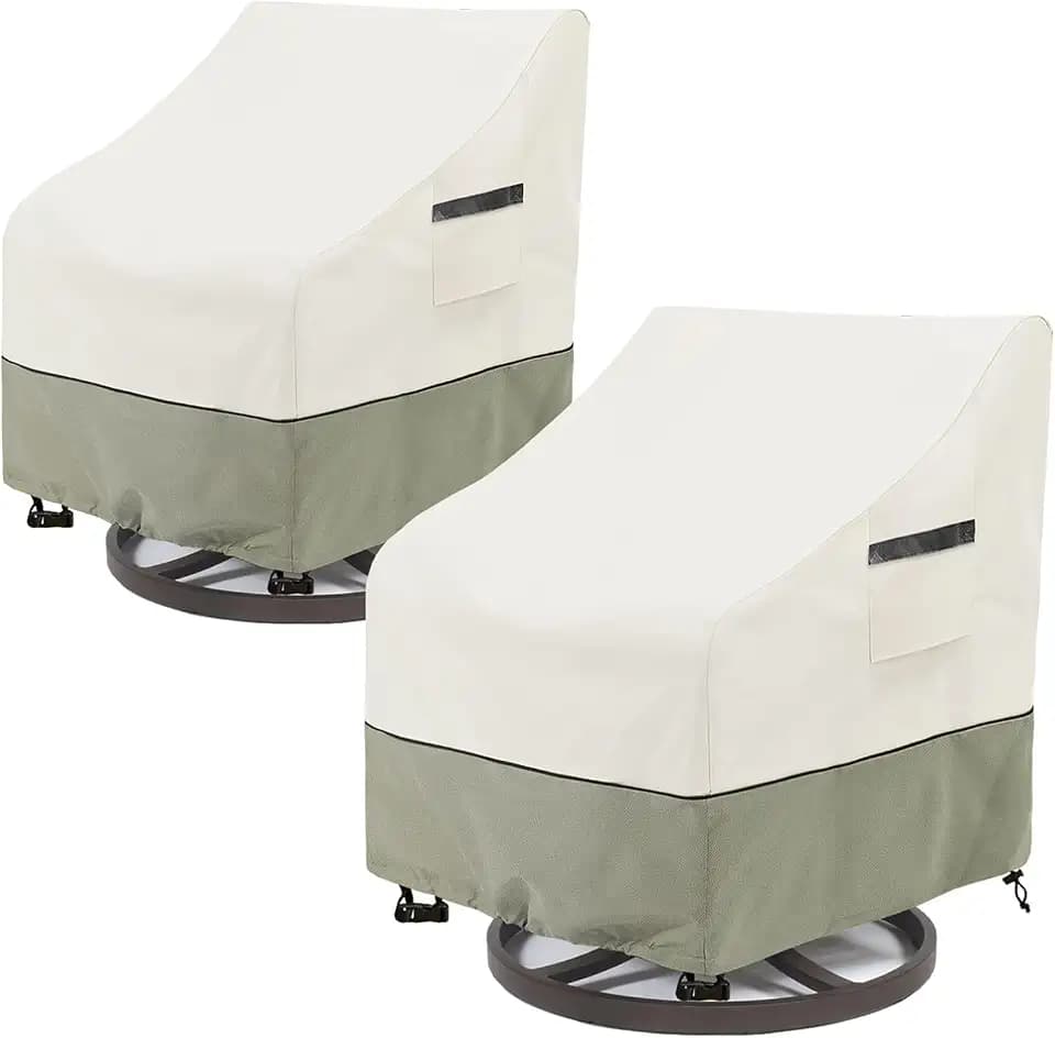 Outdoor Swivel Rocker Chair Covers 2 Pack,35 W x 37 D x 36 H inches,100% Waterproof Heavy Duty Outdoor Chair Covers,Patio Furniture Cover for Swivel Patio Chair,Beige&Grayish Green