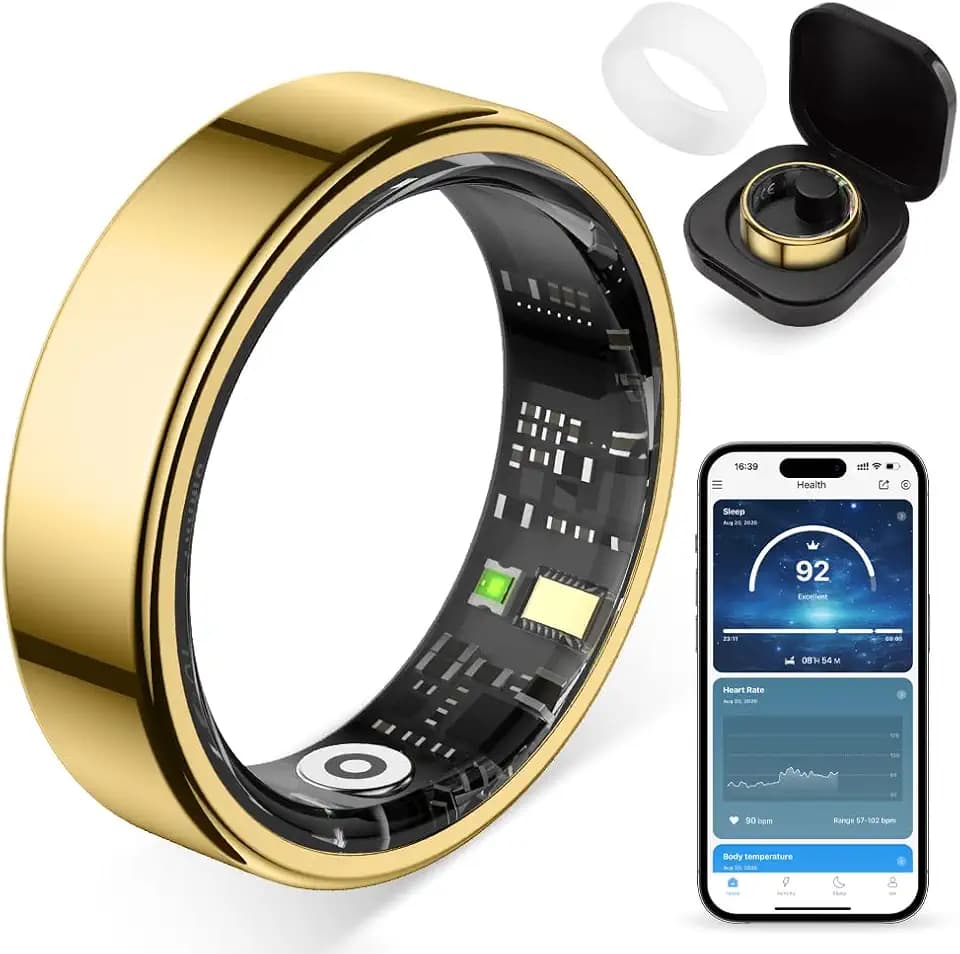 Smart Ring for Women, Health Tracker & 5ATM, COLMI R02. (Gold, 10#)