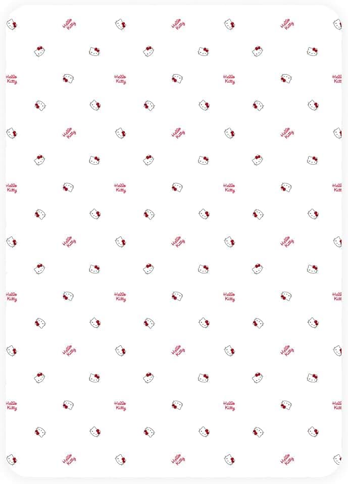 Hello Kitty Offizielles Spannbettlaken für Doppelbetten | Design „Sleepover“ | Mit Hello Kitty-Motiv | Entworfen für Doppelbetten | Weiches Polyester mit elastischem Rand, White