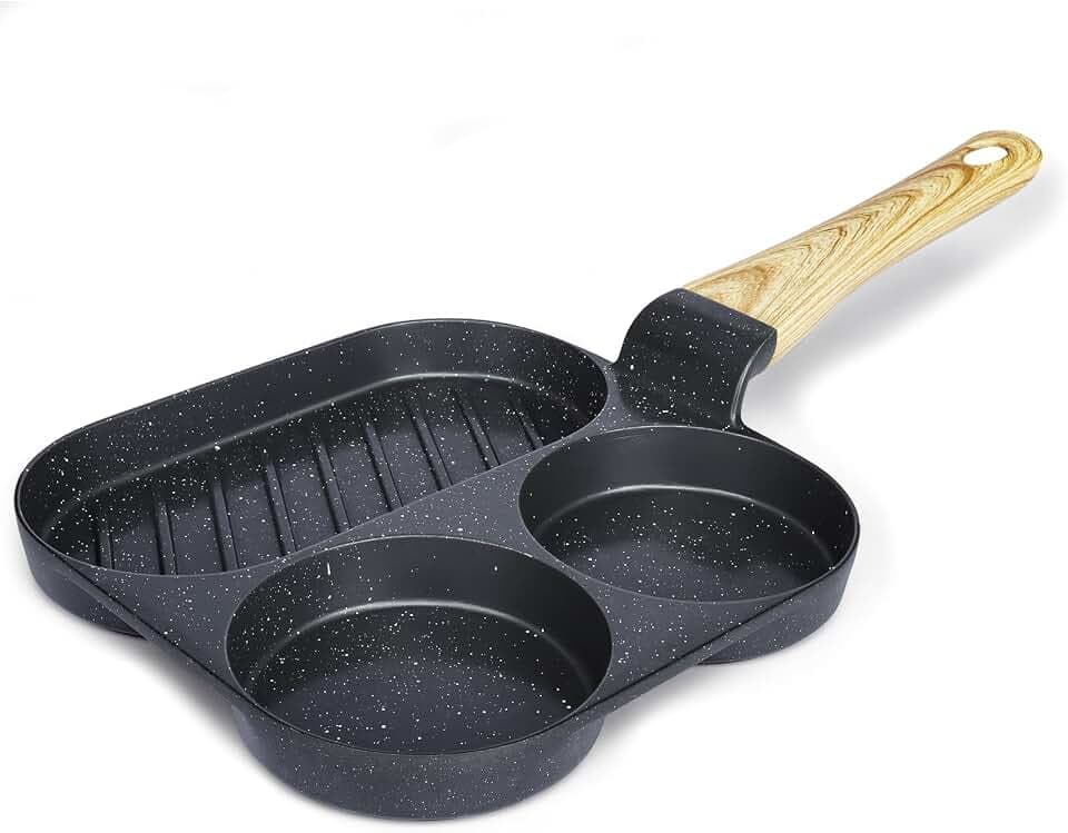 GiPP 3-Loch Spiegeleipfanne,Granit Antihaft für alle Herdarten,Weiß