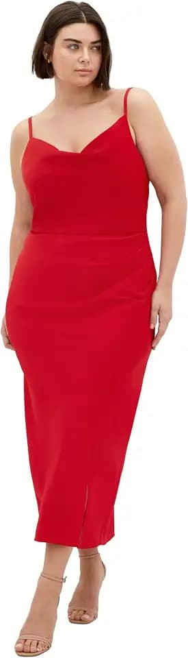 City Chic Women's Plus Size Cocktail Dress - Mali Side Gathering Front Split