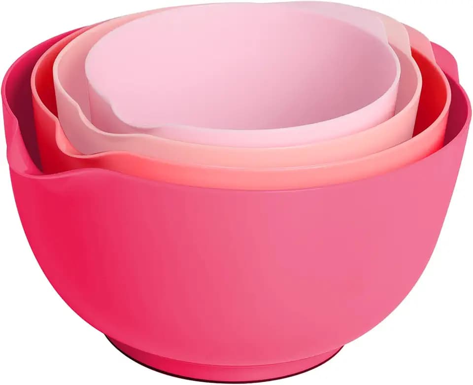 BoxedHome Rührschüssel Set, BPA-freiem Kunststoff, Große, 4tlg., RosaMix