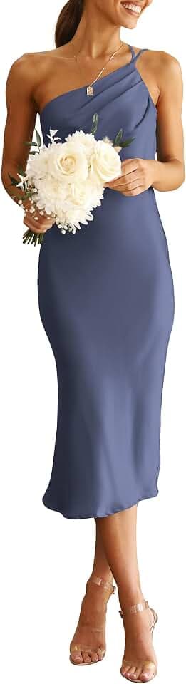 PRETTYGARDEN Women's Satin Backless Midi Cocktail Dress