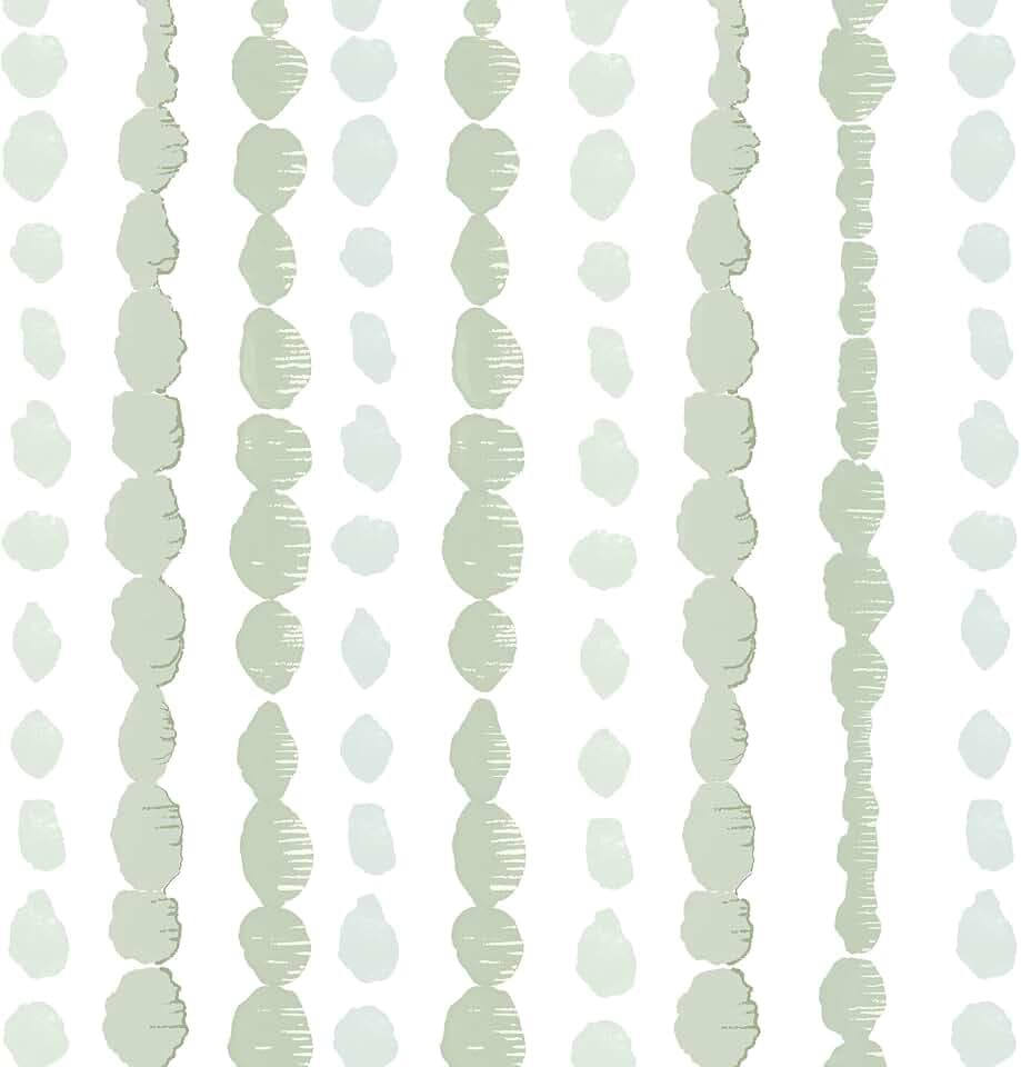 Naphite Sage Green and White Wallpaper Stripe Dot Contact Paper393’’17.3’’