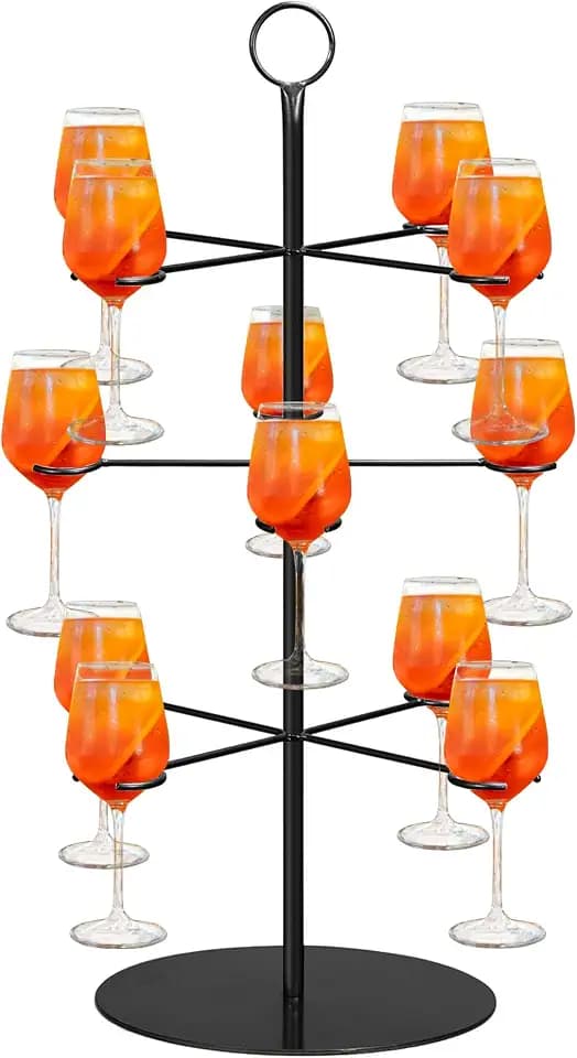Metall Cocktail-Baumständer 3 Etagen 12 Gläser für Bar, Zuhause, Getränke, Party Champagnerturmständer Cocktailbaumständer für Gin, Cocktail, Martini, Champagner, Wein