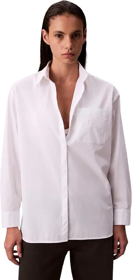 Calvin Klein Damen Poplin Relaxed Shirt Lv047c143g Andere Freizeithemden (1er Pack)