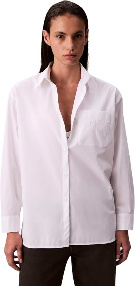 Calvin Klein Damen Poplin Relaxed Shirt Lv047c143g Andere Freizeithemden (1er Pack)
