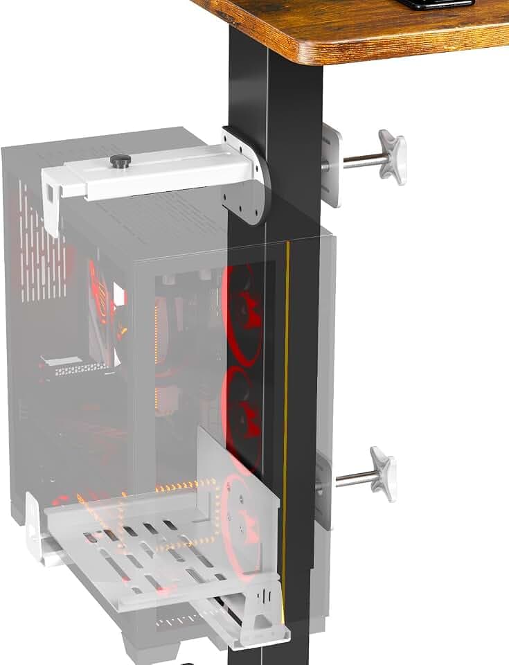JOY worker Under Desk PC Mount with Protective Arms, Clamp-On Leg CPU Mount