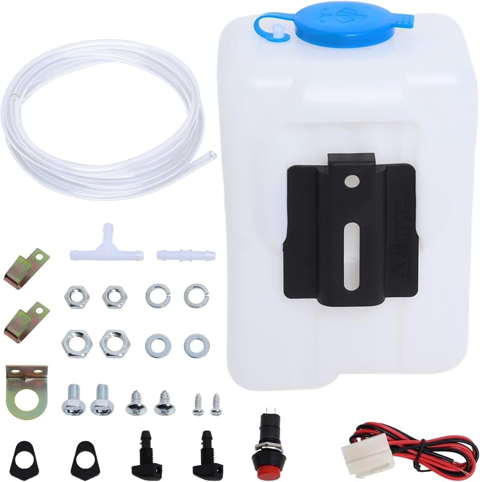 Wadoy Universal Windshield Washer Pump Reservoir Kit 99300 Fluid Reservoir Tank Bottle with Pump