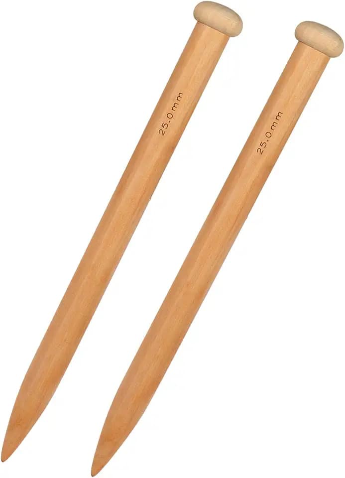 Coopay Hölz Stricknadeln 25mm, 1 Paar Jumbo Stricknadeln für Dickes Garn, Decke, Teppich, Schal und Großes Strickprojekt, Klobige Nadeln Groß Stricknadelset 35cm