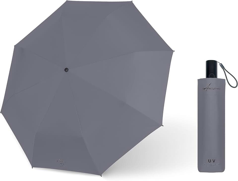 AMBRA Sturmfester Automatik Reise-Regenschirm mit UV-Schutz