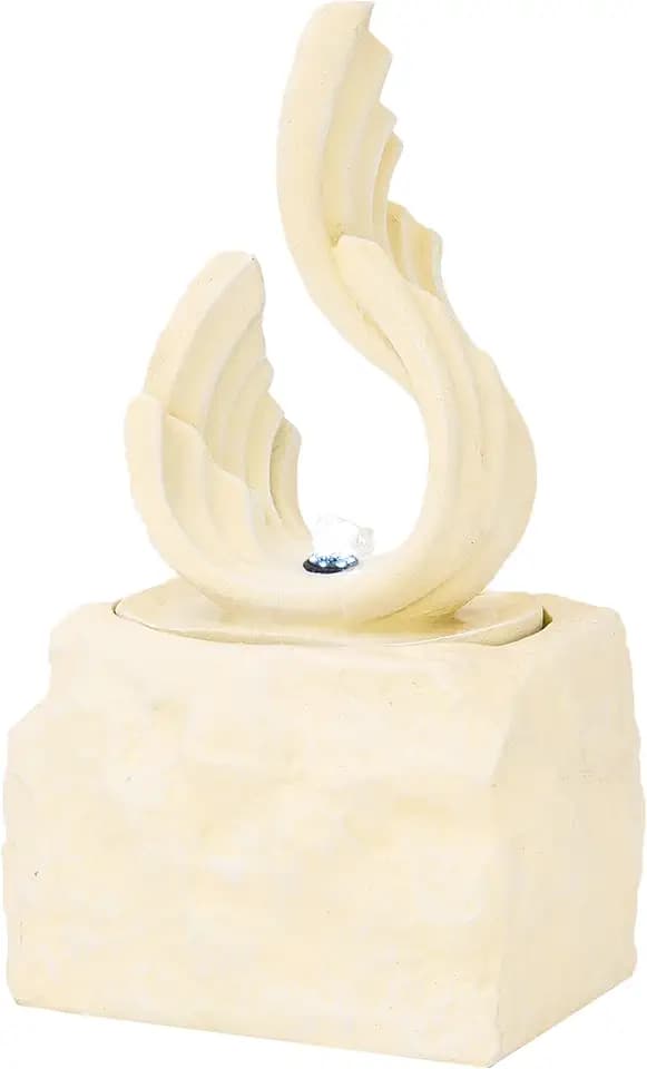 XBrand 25" H Outdoor Garden Water Fountain, Stone-Look Modern Sculptural Freestanding Fiber Resin Fountain with LED Lights for Patio, Backyard, Porch & Lawn, White