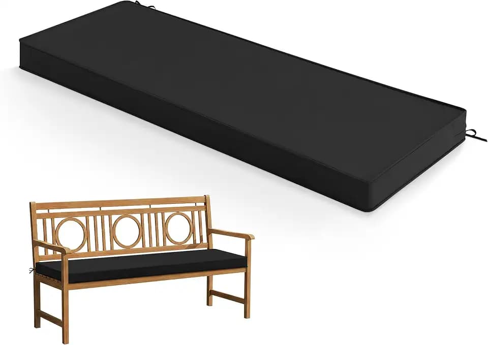 Summsun Outdoor Bench Cushion Pad, 48 x 18 x 3 Inch, Black