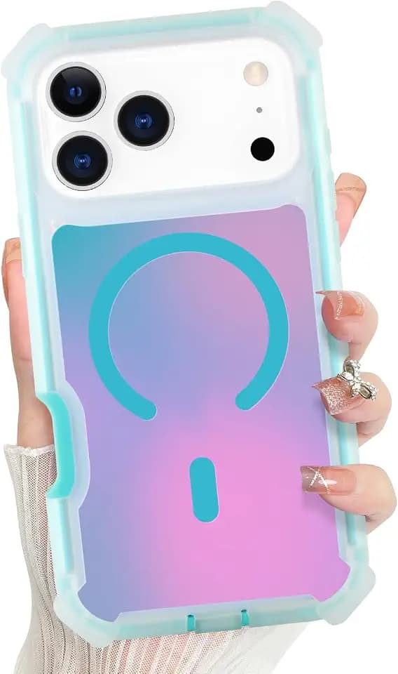 Bonoma for iPhone 17 Pro Max Case 2025 Iridescent Crystal Corner -Blue