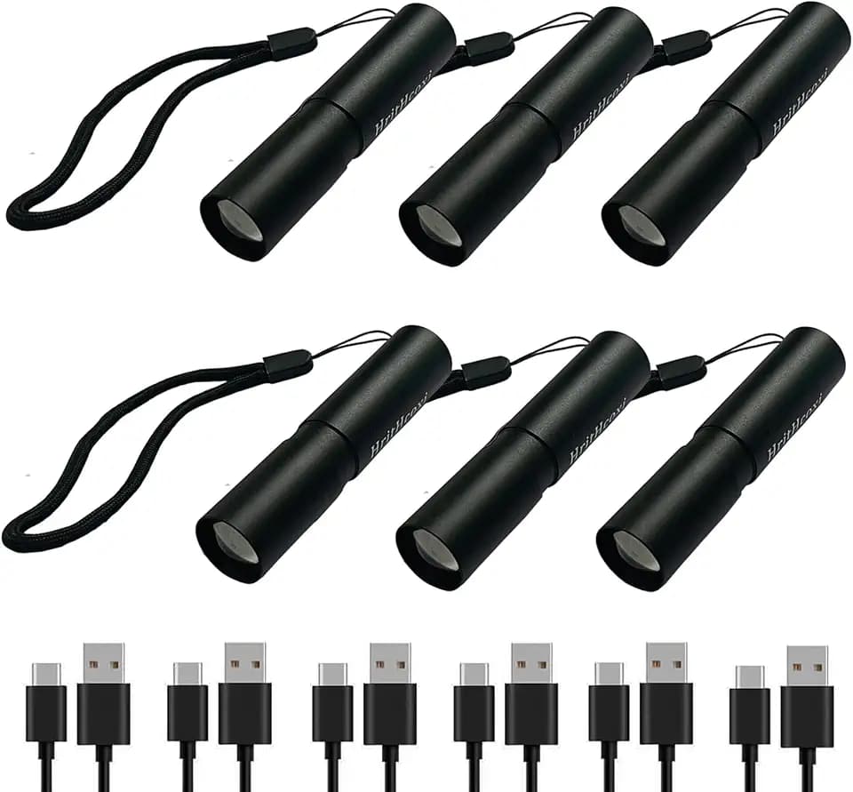 Rechargeable LED Flashlights, 6pcs USB Zoomable Rechargeable Flashlight