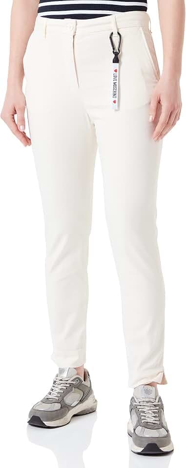 Love Moschino Damen Stretch Canvas with Brand Gadget Casual Pants