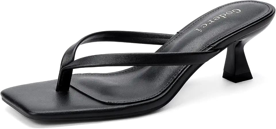 Goderci Kitten Flip Flop Thong Low Heels for Women