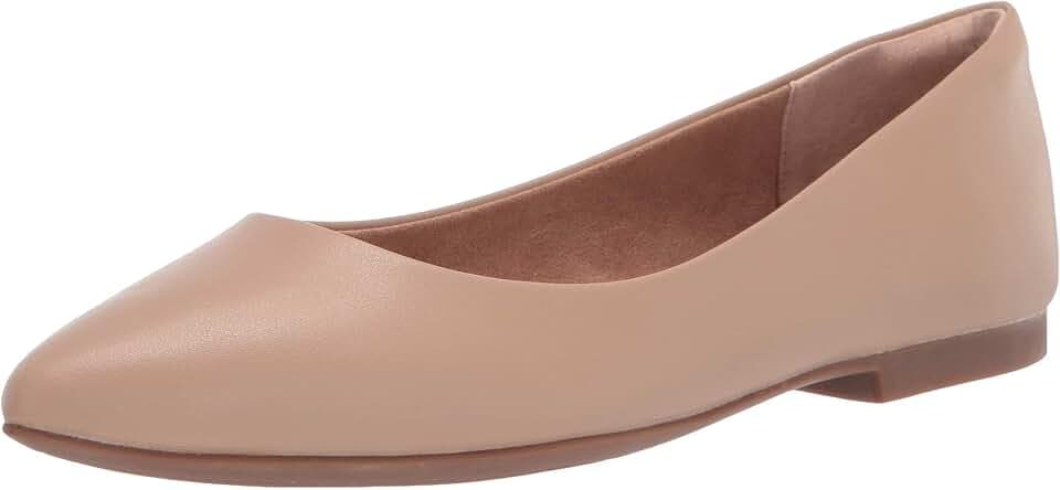 Amazon Essentials Women's Cushioned Pointed-Toe Ballet Flat, Slip-on Non-Slip Work Shoes Regular and Wide Widths