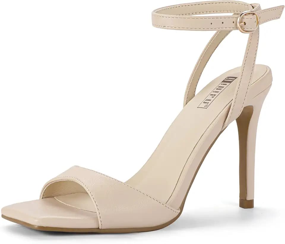 IDIFU High Stiletto Heels Square Open Toe Strappy Heeled Sandals