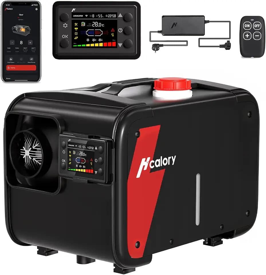 HCALORY 8 kW Luft Dieselheizung, 12V/24V DC & 220‑240V AC mit APP & Adapter