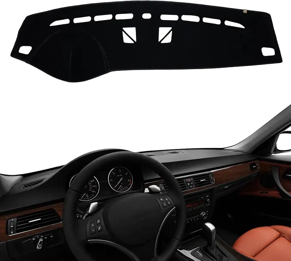 AUQDD Dashboard Cover Mat Fit for 2006-2010 2010-2012 323i 325i 328i xDrive 330i 335i xDrive (E90 E91 E92 E93), Black Flannel Dash Mat, Anti-Glare, Anti-Reflection, No Peculiar Smell
