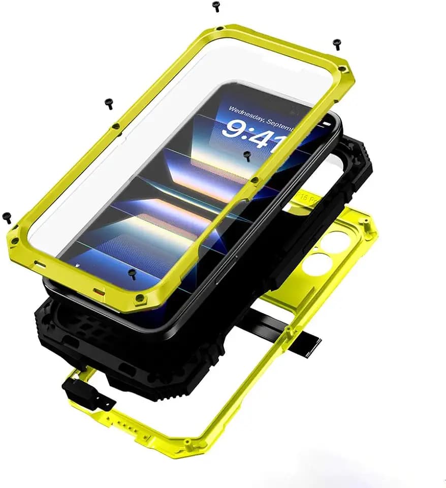 Lunivop For iPhone 16 Plus 6.7" Case Metal Heavy Duty Military Yellow