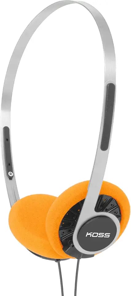 Koss KPH40 Retro On-Ear Headphones, Vintage 80s 90s Style, Orange Cushions