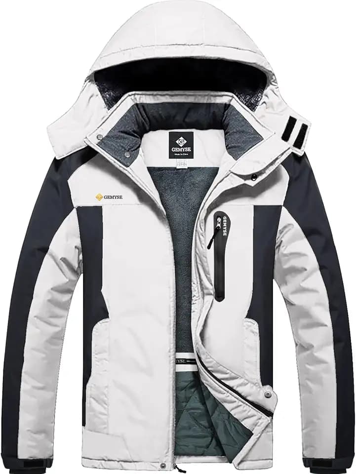 GEMYSE Men's Winter Ski Jacket Waterproof Snow Coat with Detachable Hood