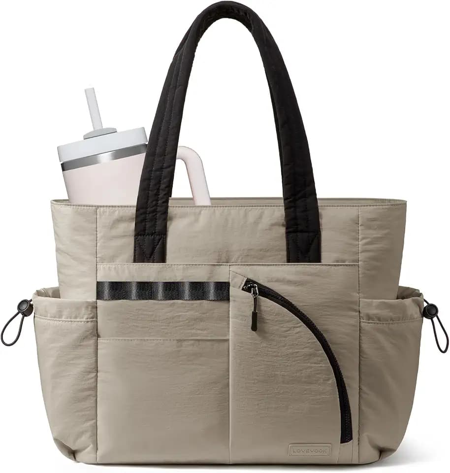 LOVEVOOK Women's Tote Handbags, Puffer Bag and Work Bags with Compartment for Women, Lightweight Quilted Nurse Shoulder Daily