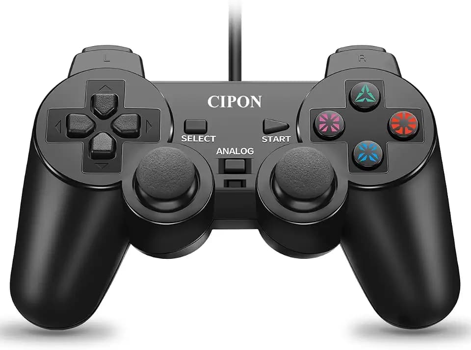 Cipon Wired Controller Compatible with PS-2 Console, Black Remote Controllers Gamepad with 1.8M Cable