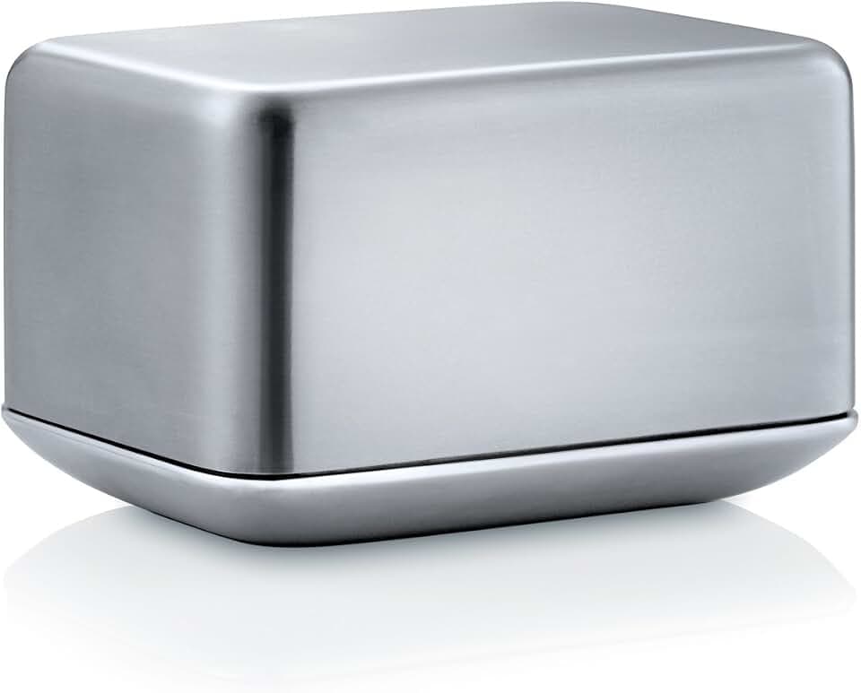 blomus -BASIC- Butterdose Edelstahl matt, 125 g Butter, 63637, Silber